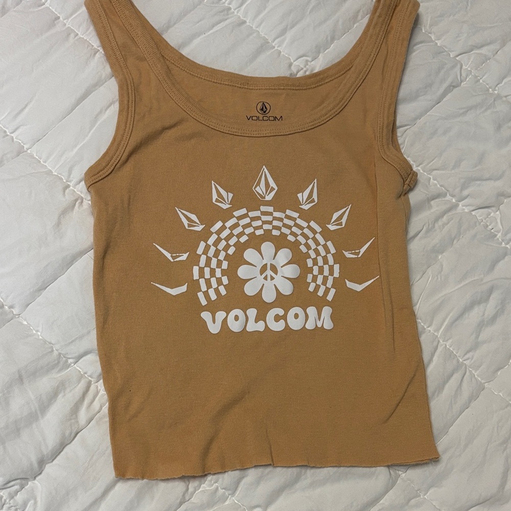 Volcom Women's Graphic Tan Cropped Tank Top